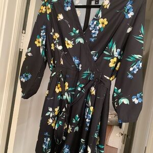 Yumi Kim Black Floral Long Sleeve Dress